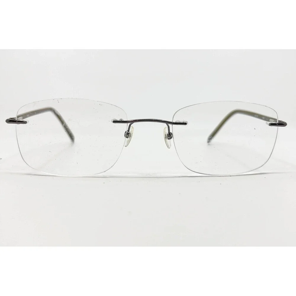NR-363 Eyeglass Frames Mens Gunmetal Rimless Rectangle 54-21-145
